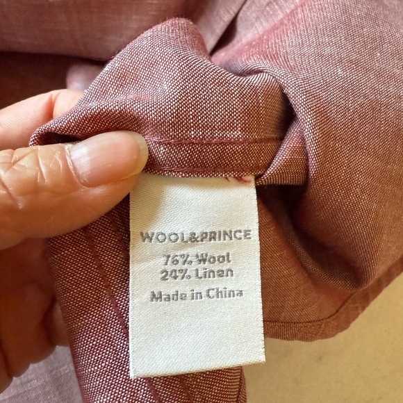 WOOL & PRINCE Men’s XL Red Merino Wool Short Sleeve Button Down; slim fit - Picture 12 of 13